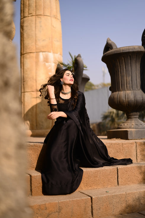 Rose Black Embroided - Saree