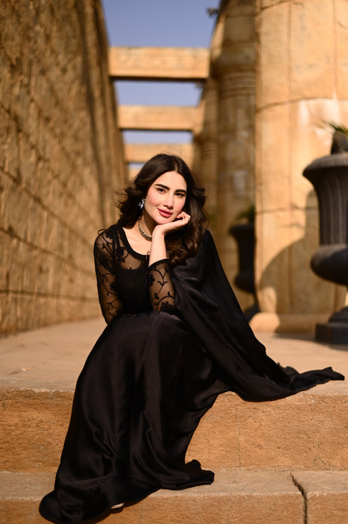 Rose Black Embroided - Saree