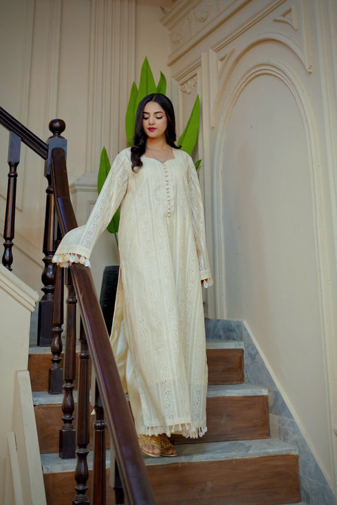 Ivory – 2 Piece Long Kaftan Set