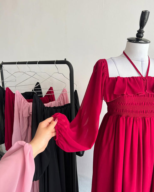 Maroon Smoke Bodice Frock