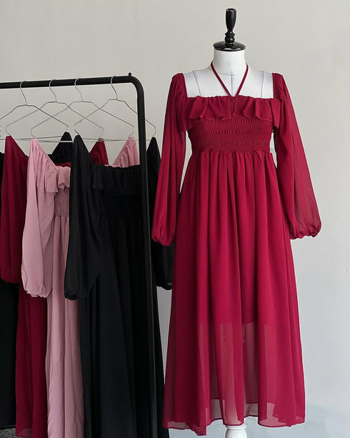 Maroon Smoke Bodice Frock