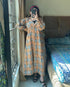 Brown Korean Check Dress