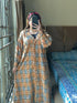 Brown Korean Check Dress