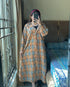 Brown Korean Check Dress