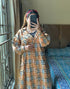 Brown Korean Check Dress