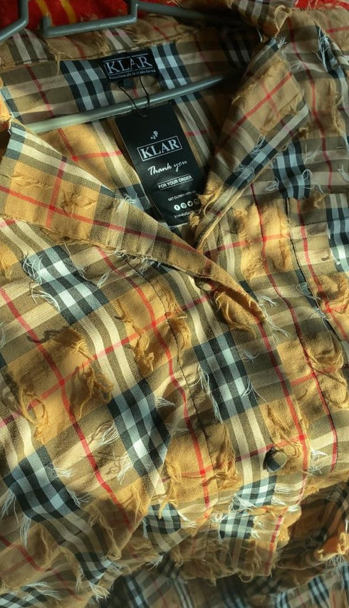 Brown Korean Check Dress