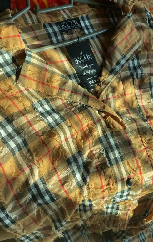 Brown Korean Check Dress