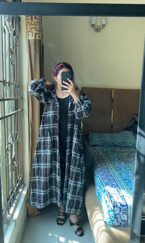 Black Korean Check Dress