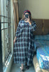 Black Korean Check Dress