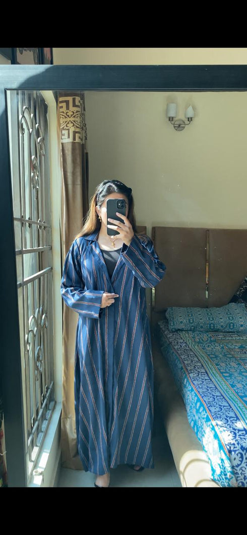 Blue Stripping Long Dress