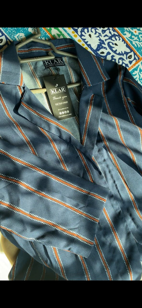 Blue Stripping Long Dress