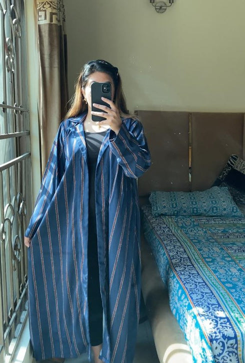 Blue Stripping Long Dress