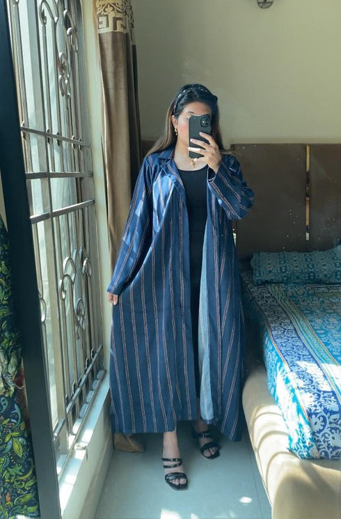 Blue Stripping Long Dress