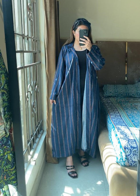 Blue Stripping Long Dress