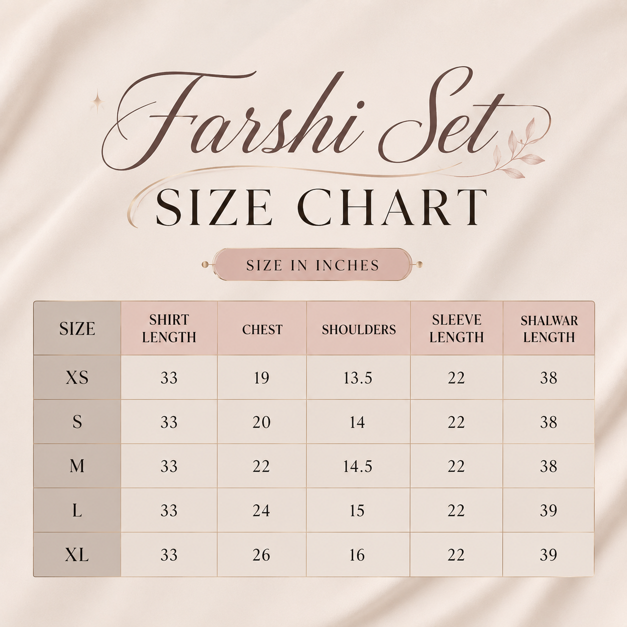 Black Reet Size Chart