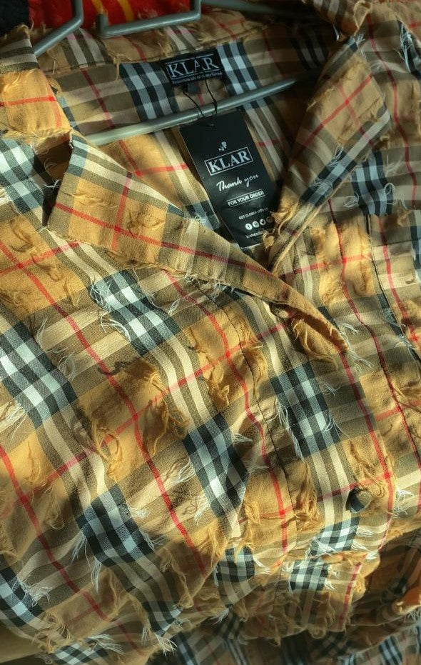 Brown Korean Check Dress
